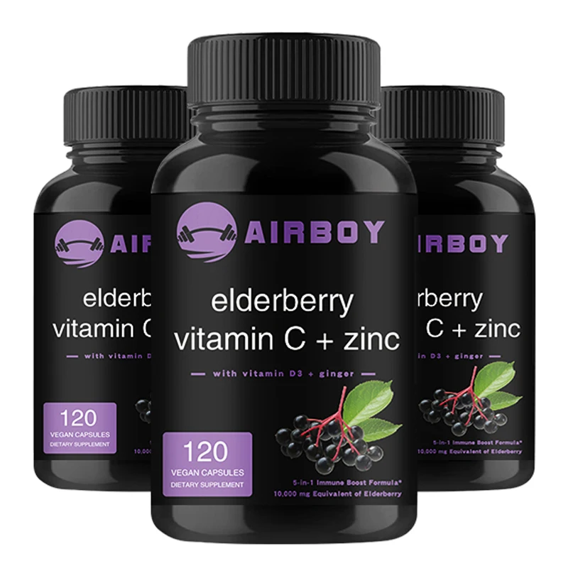 Elderberry Vitamin C + Zinc - Improve Body Resistance, Immune System and Energy Levels, Anti-oxidant