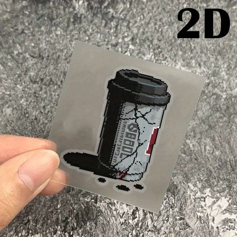 1Pc Cracked Retro Coffee Cup Pixel Sticker, Waterproof Vinyl Decal for Laptop Water Bottle Decor