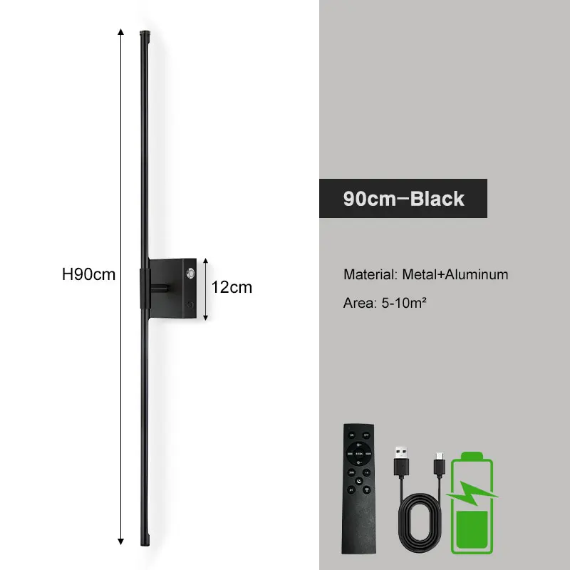 360 °   Draaibare oplaadbare batterij LED-wandlampen Oplaadbare wandlamp met afstandsbediening 3CCT Touch dimbare wandkandelaar