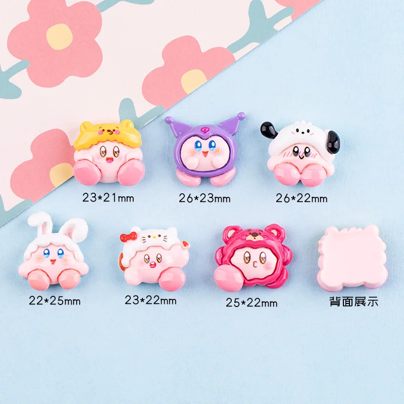 5pcs Cartoon Animals Bandai Colorful Cute Kirby Flatback Resin Charms Crafts Embellishments Diy Cabochons Decoration Accessories