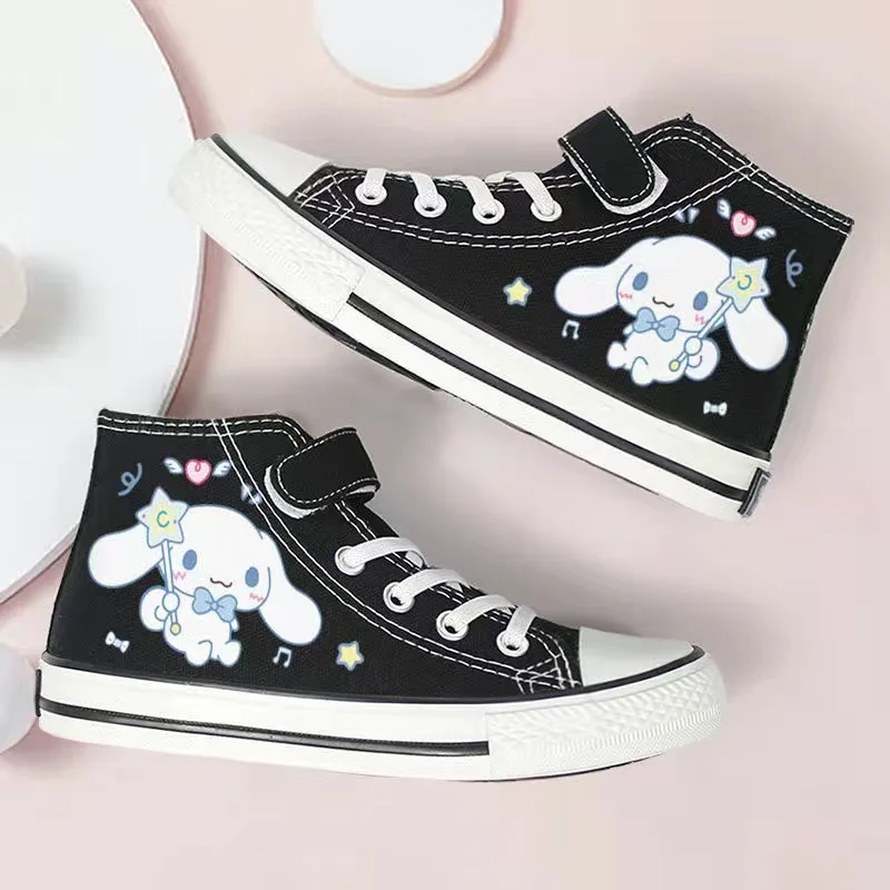 

Sanrio Cinnamoroll boys Girls' Canvas Shoes New High Top Shoes Cute and Fashion Kids Kuromi Printed Canvas Shoes Melody Sneakers