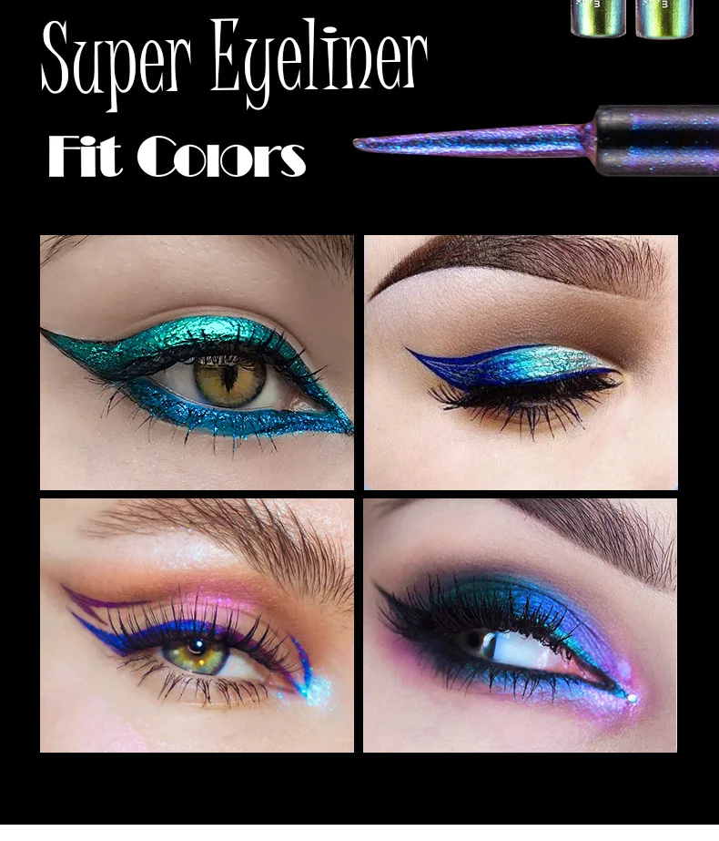 Optical Chameleon Liquid Eyeliner 6 pcs/set Luz mudando cor palco outfit Liquid Eyeliner