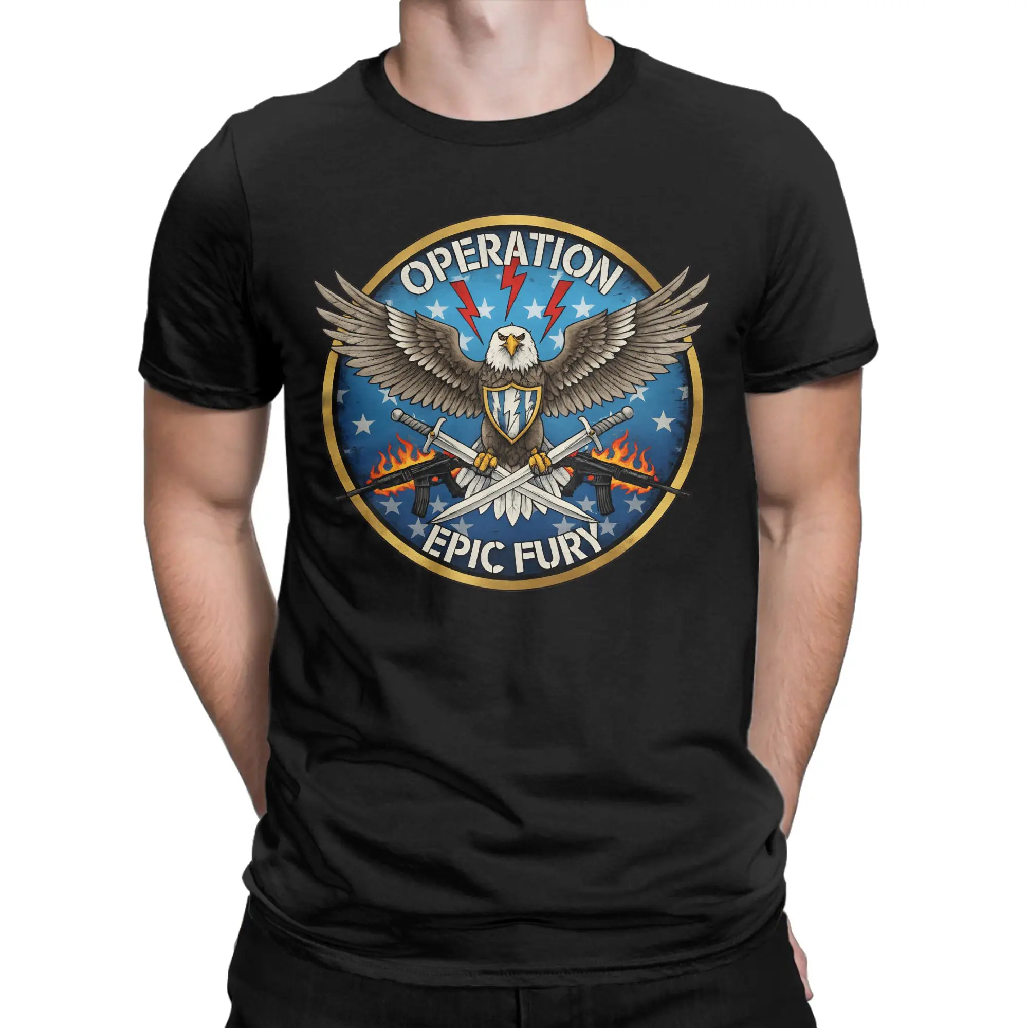 Vintage T-Shirt Summer Operation Epic Fury Popular T Shirts  Cotton Tshirt for Couple Y2K Basic Wholesale Short Sleeve Tops