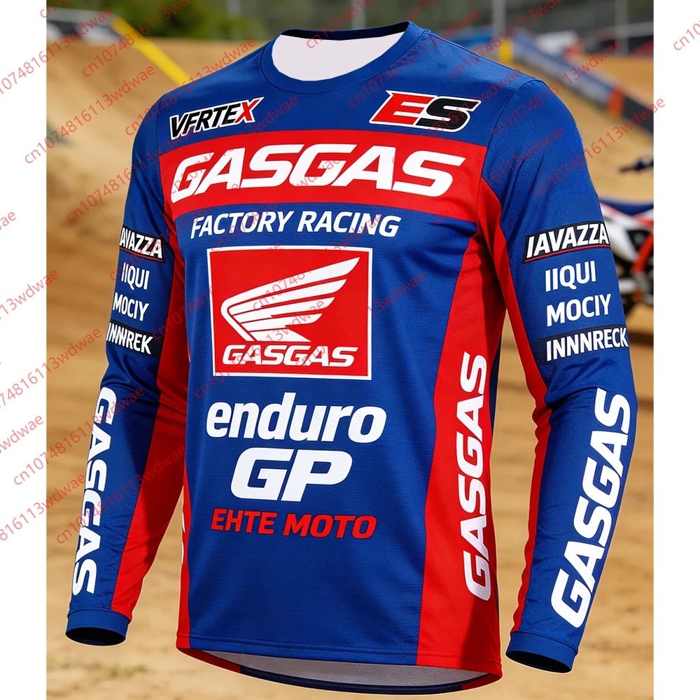 GASGAS Factory Racing Enduro GP Motocross-Trikot, schnell trocknend, atmungsaktiv, langärmlig, MX Off-Road-Oberteil, Enduro-Rennfahrer-T-Shirt