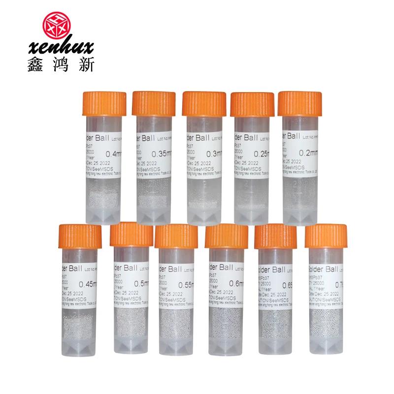xenhux BGA Welding Balls Leaded Tin Beads 25K Particles 0.2/0.25/0.3/0.4/0.45/0.5/0.6/0.76mm For PCB Rework
