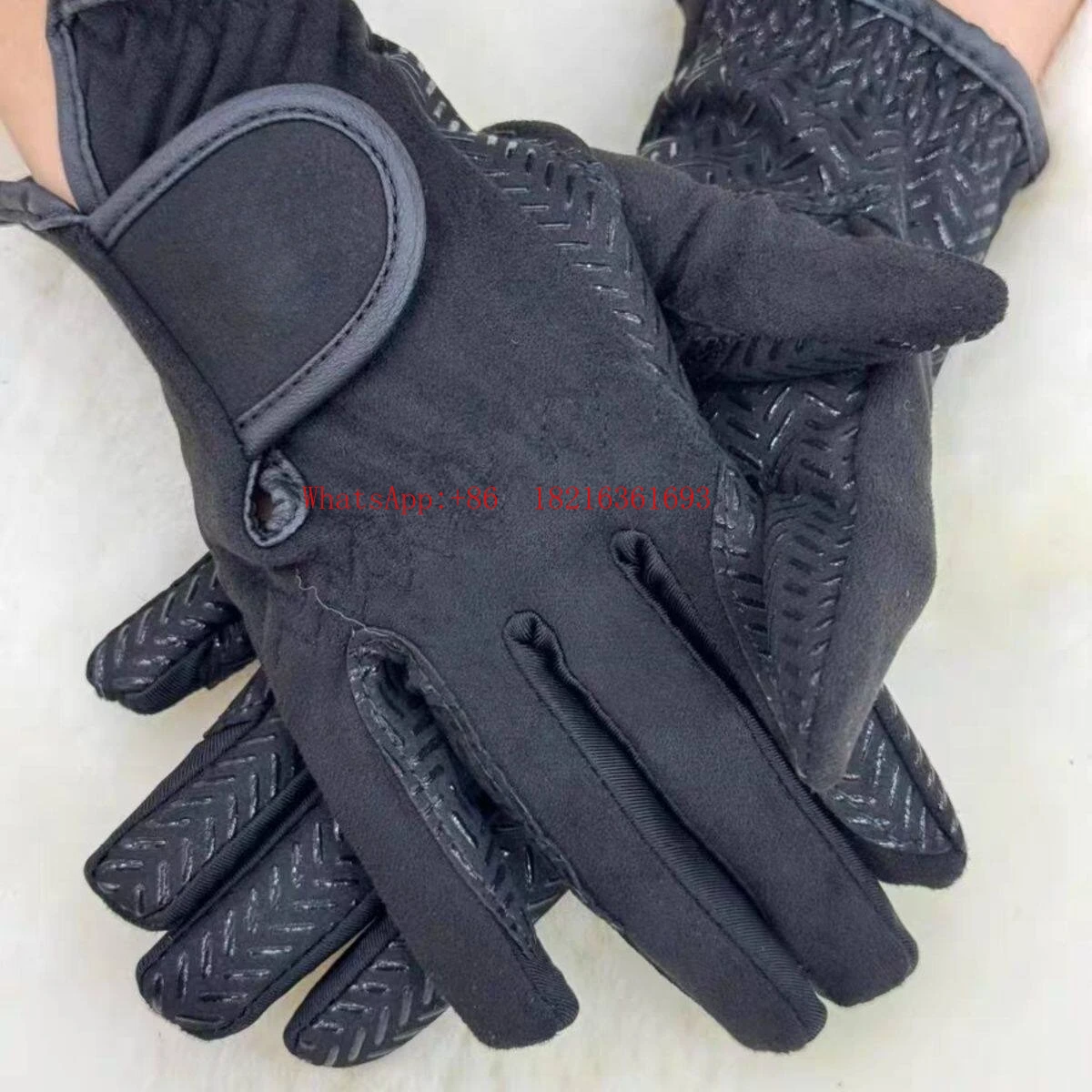 Adult male and female fingers suede riding breathable non-slip accessories gloves