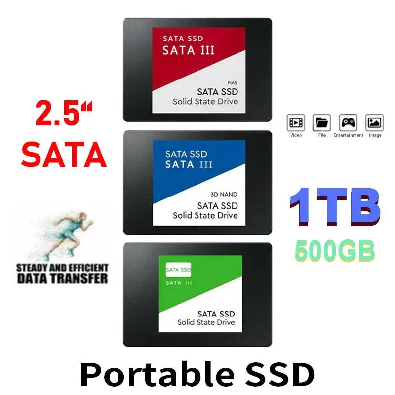 

Top High Speed 2.5Inch 1TB Portable SSD Sata III Hard Drive For Laptop Microcomputer Desktop 500GB Internal Solid State Hard