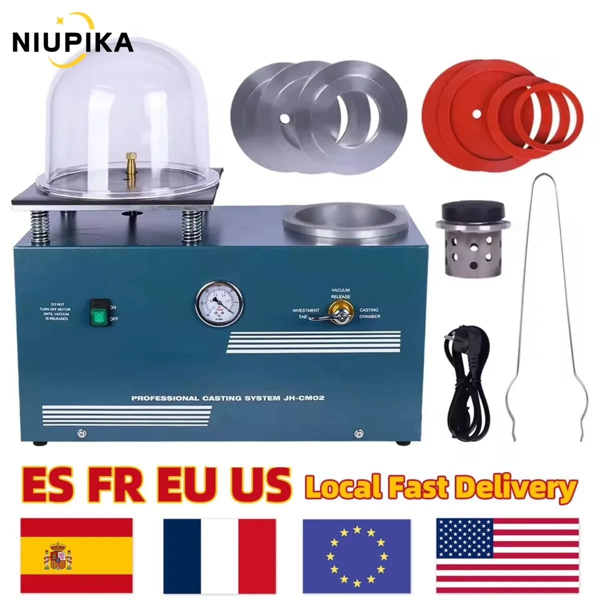 110V 2L Vacuum Jewelry Casting Machine 1/2HP 375W Plaster Molds Lost Wax Casting Jewelry Making Machine JH-CM02 Vacuum Suction Cable Machine Tool for Jewellery Making