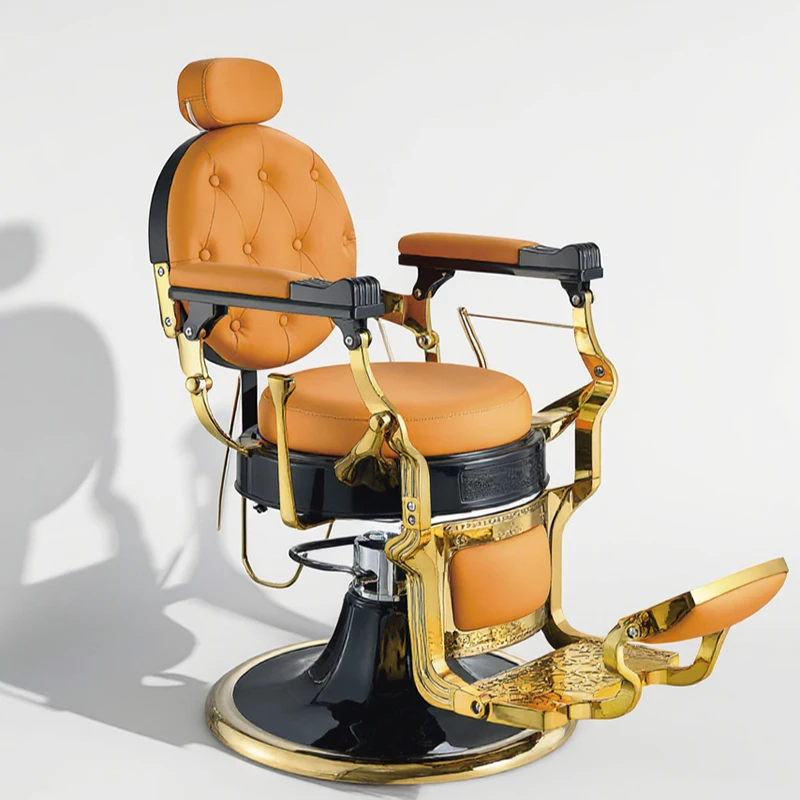 

Роскошная желтая кожаная мебель для парикмахерской, парикмахерское кресло, сверхмощное парикмахерское кресло для укладки, оптовая продажа