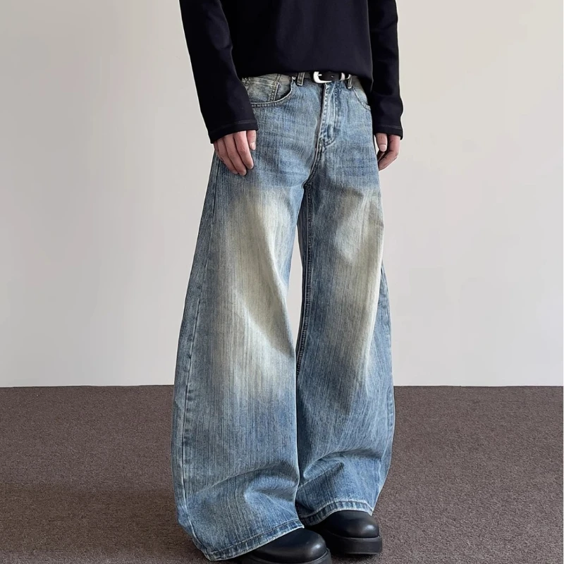 Retro Jeans Men 2026 New High Street Loose Wide Legs