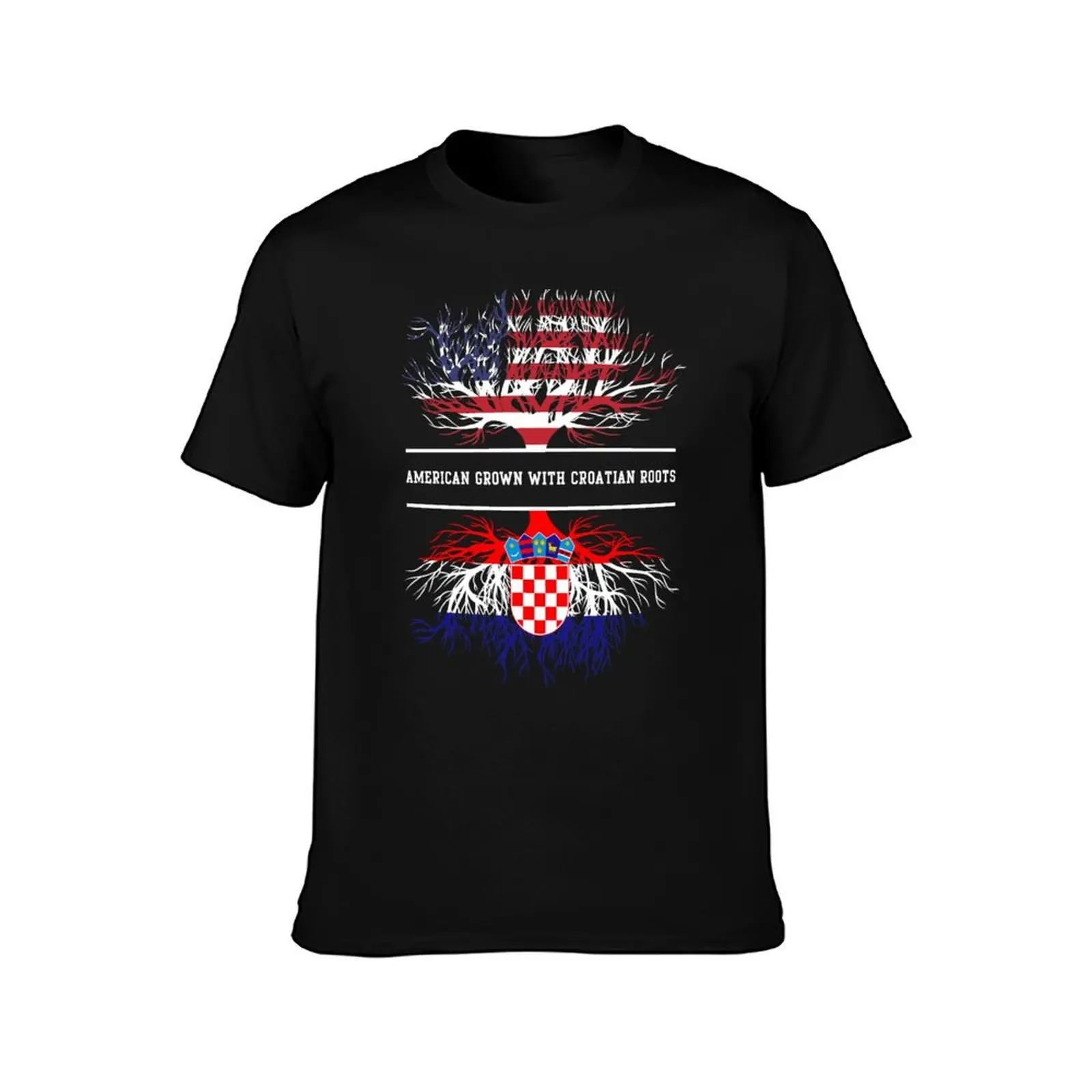 American Grown With Croatian Roots Croatia T-Shirt Big Size Crew Neck T-Shirt
