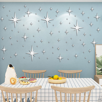 42 Pcs Acrylic Removable Mirror Wall Stickers With 3D Stars Suitable For Home Bedroom Living Room Children's Room Decoration