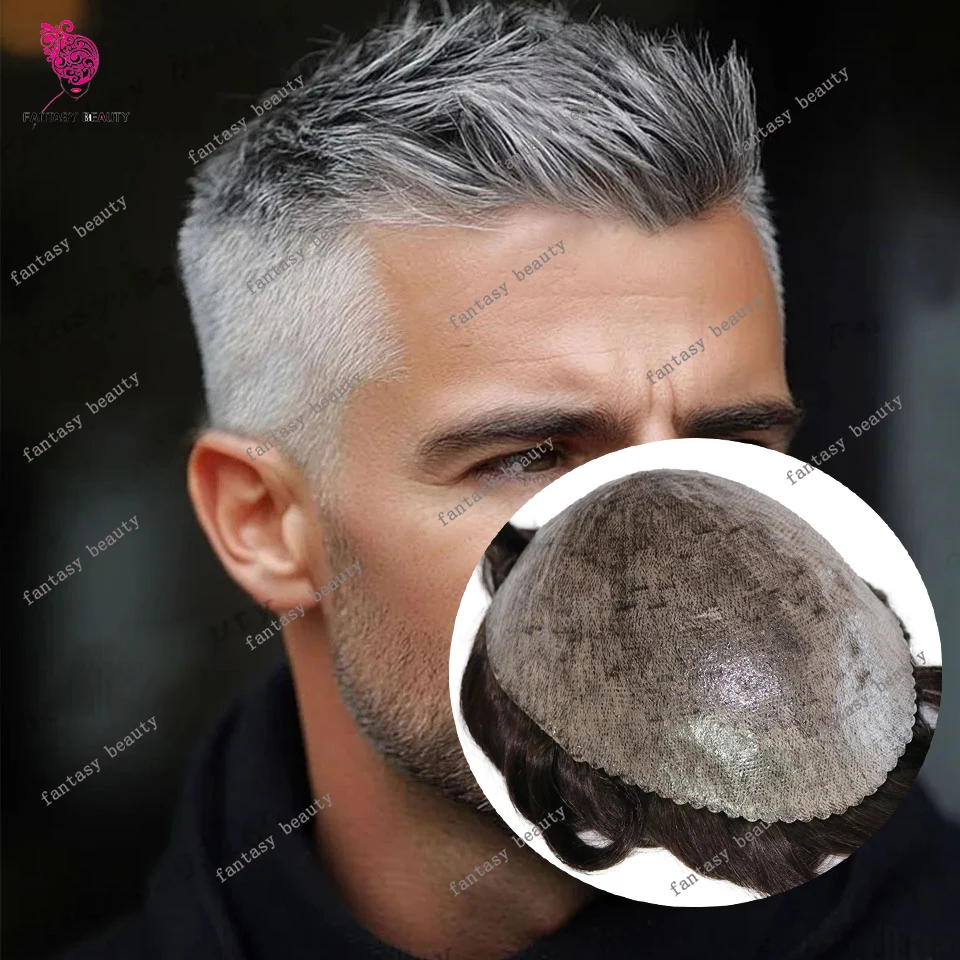 

Натуральная линия волос, супер прочный, черный, коричневый, серый, 1B50, доступный мужской парик, человеческие волосы, полный 0,1 мм, тонкий капиллярный протез из микрокожи