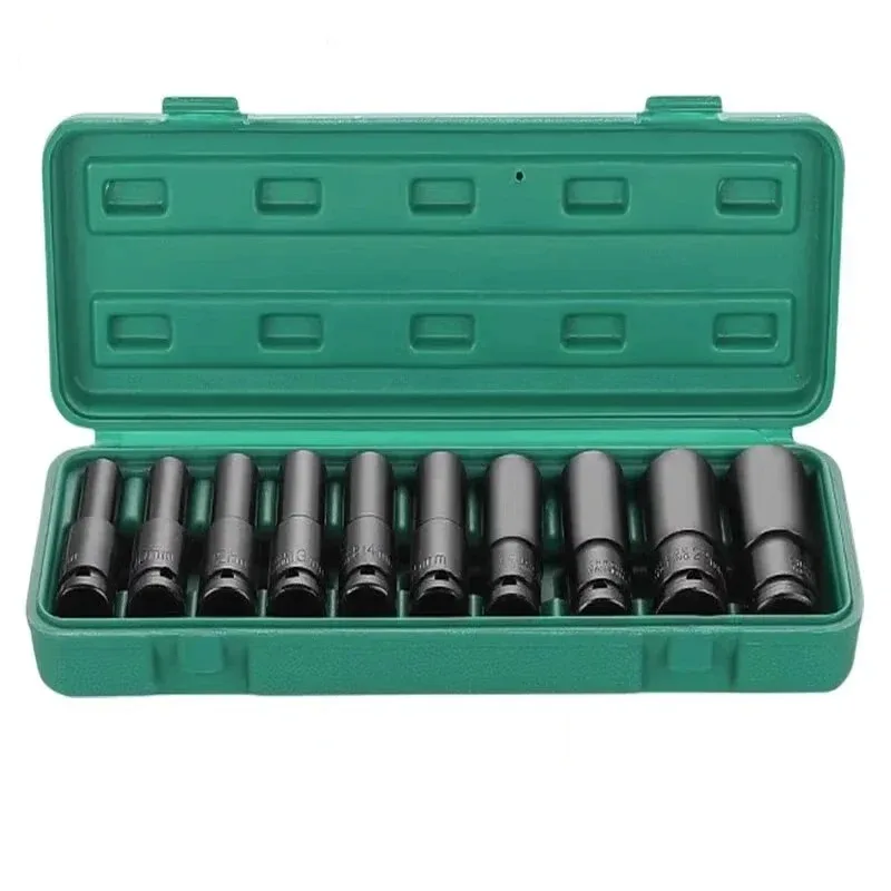 Electric wrench socket set 10/15/20 piece set, carbon steel hexagonal extended air gun socket head impact socket set