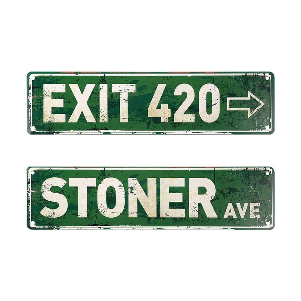 Exit 420 Sign Metal Sign Wall Exit Retro Street Plaque Tin Sign Posters Rustic 4 X 16 Inches Decor Stoner Ave Funny Wall Signs