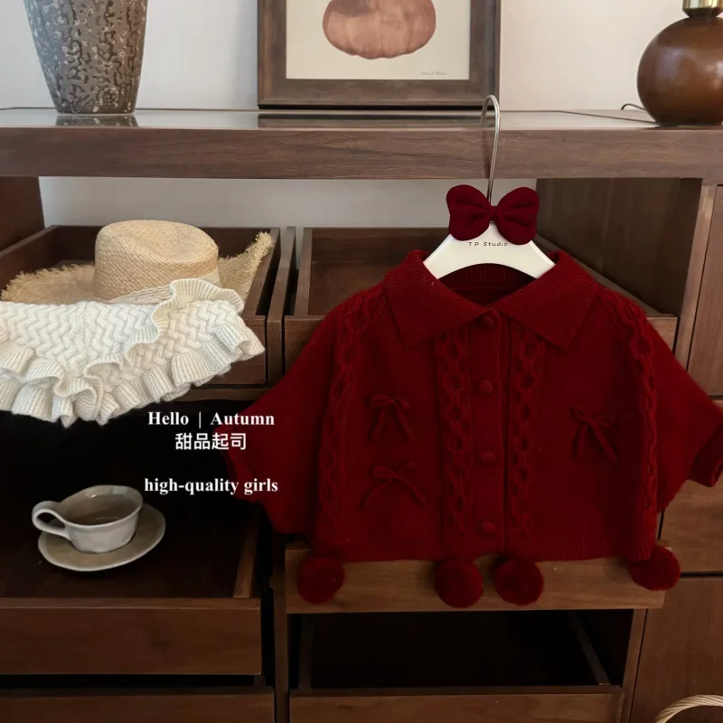 

Dessert Cheese for the Young Lady Abroad！Original New Year's Outfit for Baby Girls: Cape Coat and Greeting Set