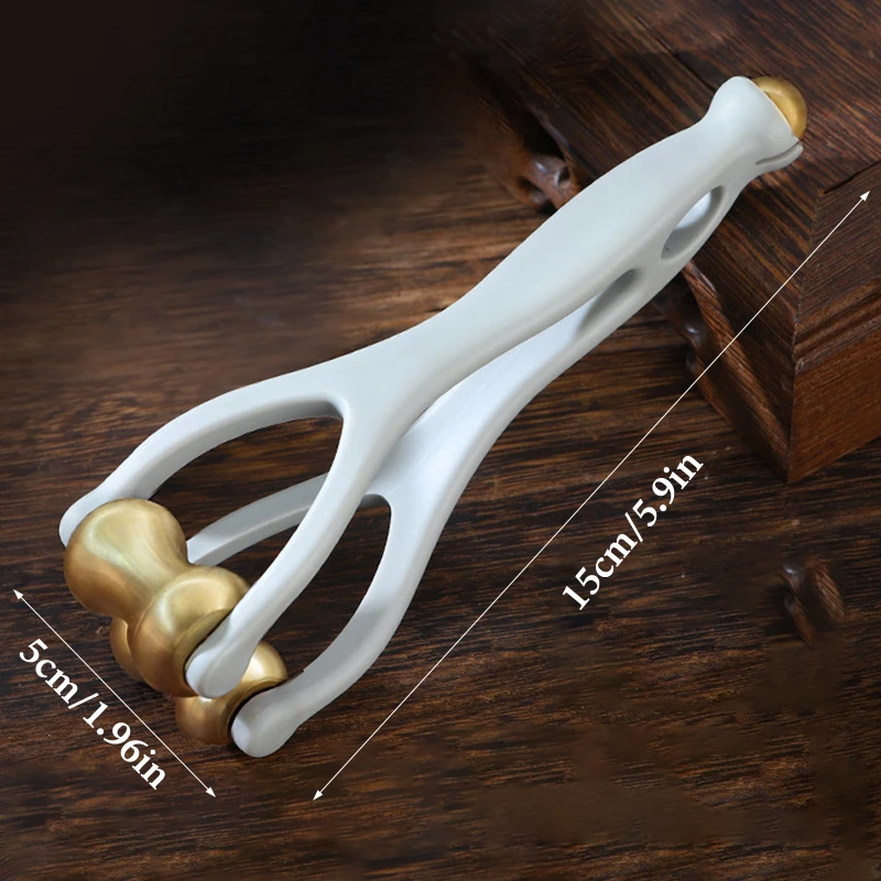 【L】Finger Massage Dual-Row Roller Brass Roller Design Easy Use Relieve Finger Fatigue Promote Blood Portable Finger Massage Tool