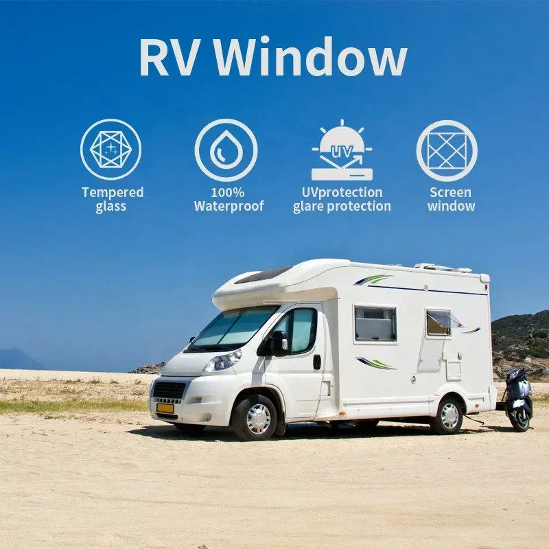 Caravan Accessories 300 x 500mm RV Side Window with Sunshade Blinds Double Glazing Acrylic Sliding Window