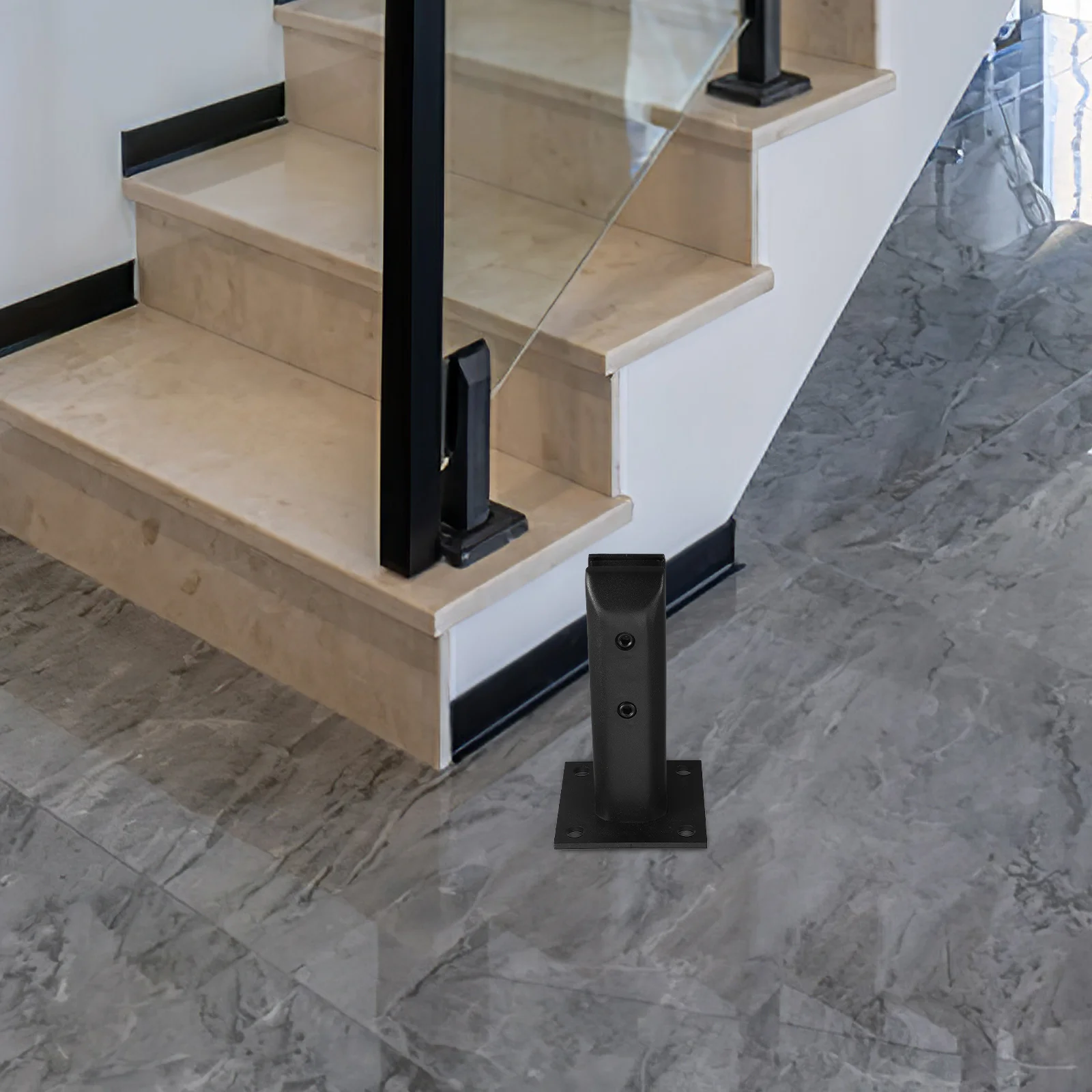 

201 Black Stainless Steel Glass Clamps for Stairs Railing Clips Heavy Duty Fixing Hardware Floor Mount Glass RailingBracket