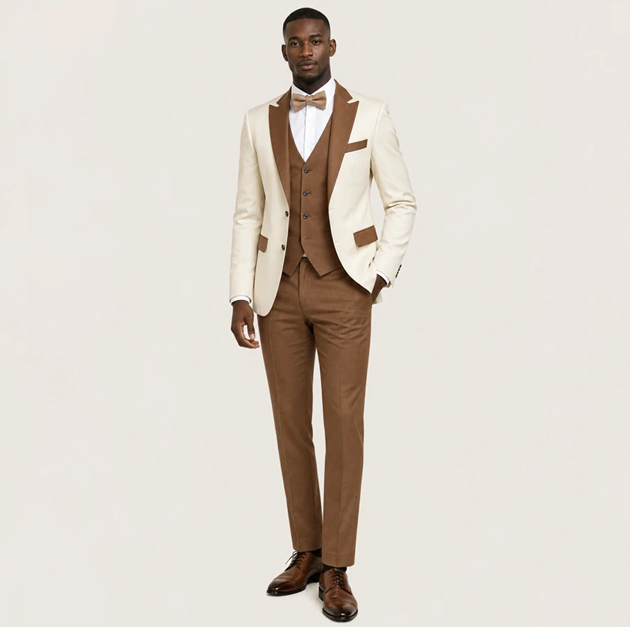 

Africa Men's Suits 3 Pieces Notched Lapel Single Breasted Wedding Groom Suit Tuxdeo Slim Fit Prom Slim Fit Blazer Customized