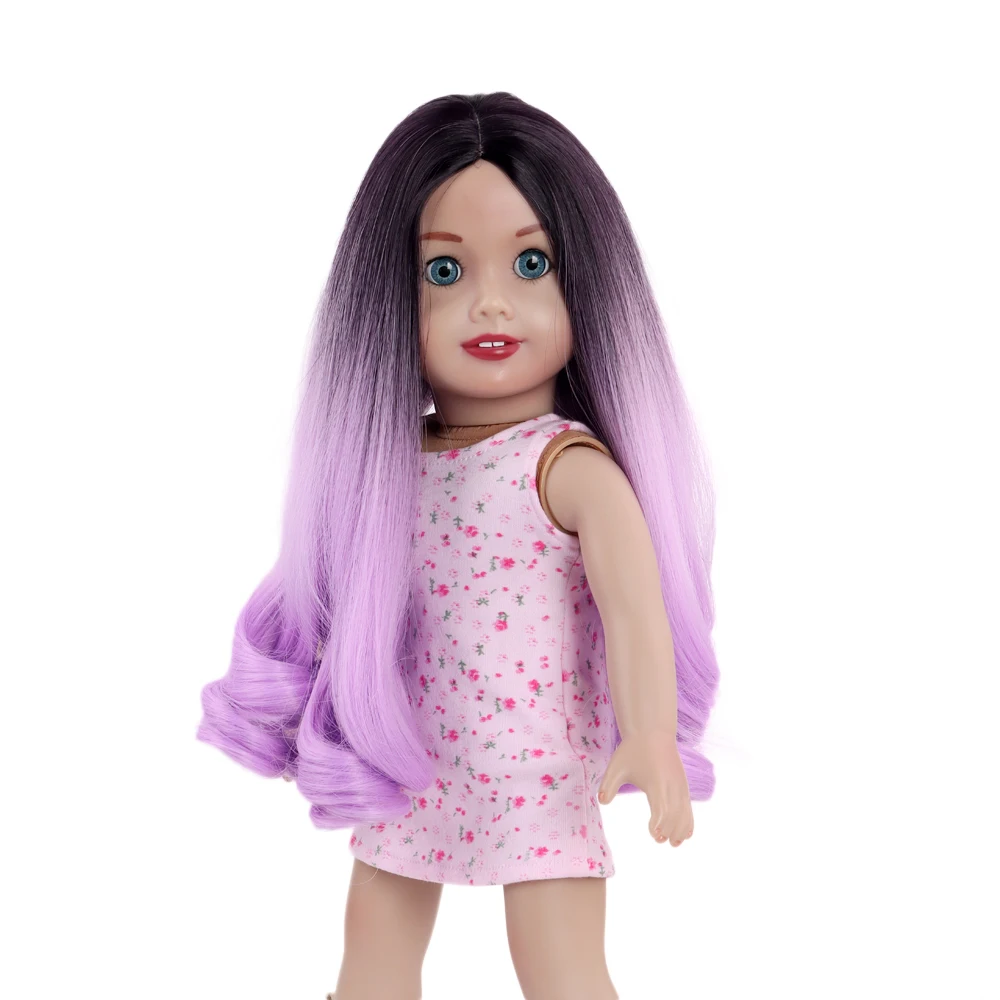 

Кукольный парик, 18 дюймов, американская кукла, фиолетовый кудрявый парик, длинные волосы, высокотемпературное волокно, модные аксессуары для кукол, кукла «сделай сам»