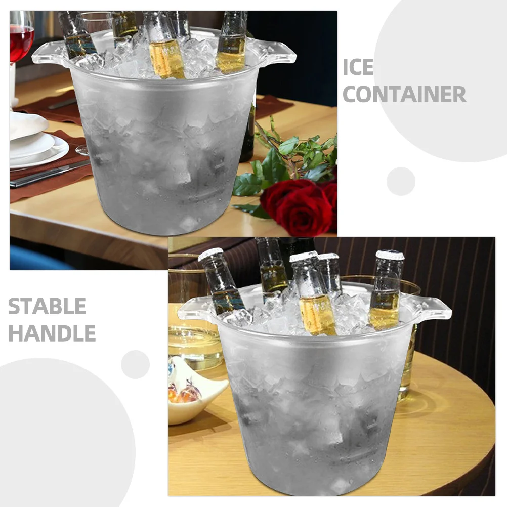 

Large Capacity Ice Container Plastic Thickened Double Ear Handle Portable Drink Bucket for Party Bar Use