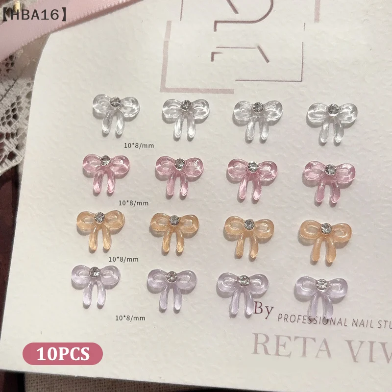 10 قطعة ثلاثية الأبعاد شفافة مسمار الفن حجر الراين القوس السحر اكسسوارات أجزاء ل مانيكير الأظافر لوازم الديكور