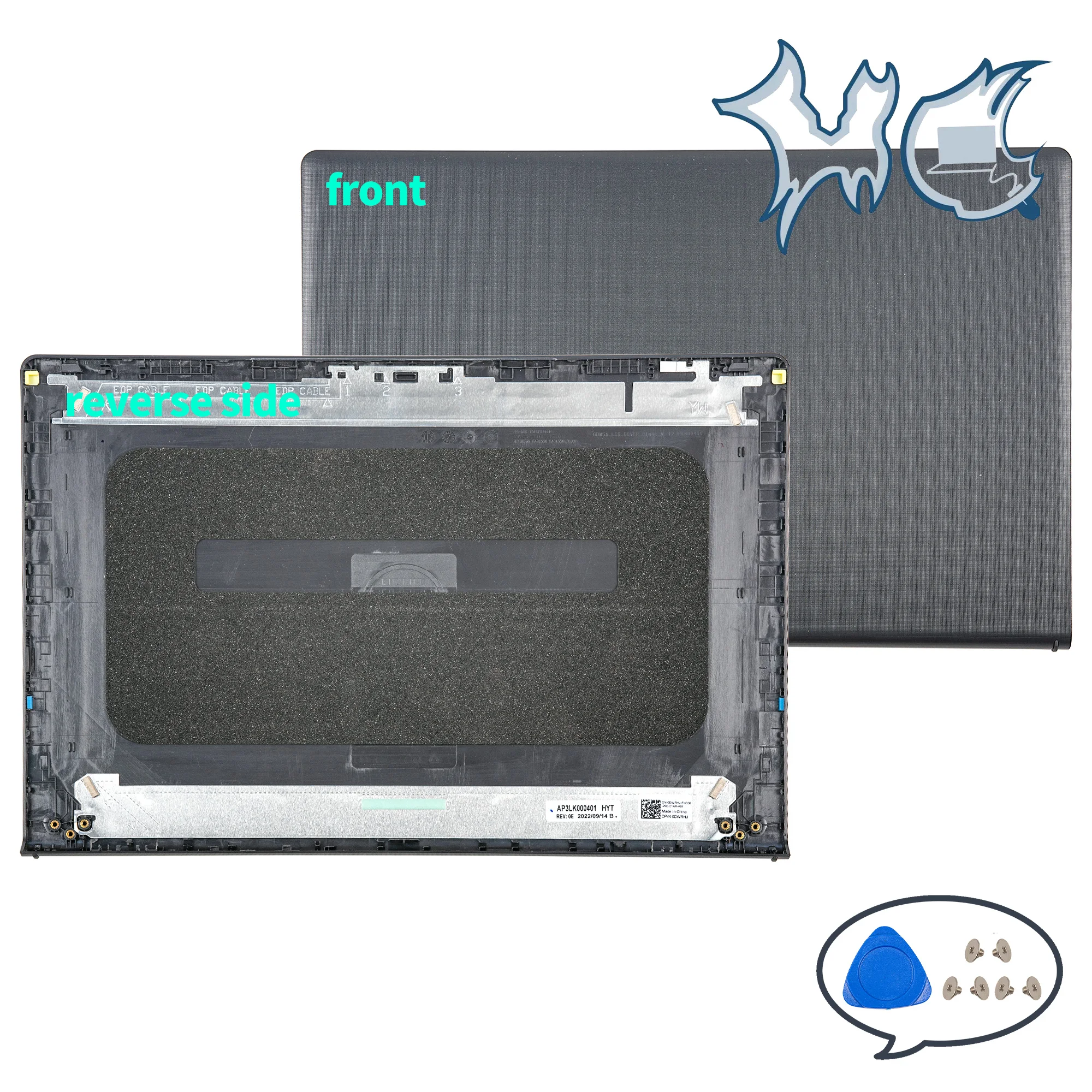 Imagem -02 - Laptop Lcd Tampa Traseira Cases Tampa Traseira Case Superior Dobradiças Moldura Frontal Plástico Preto Vostro 15 3510 3511 3520 3525