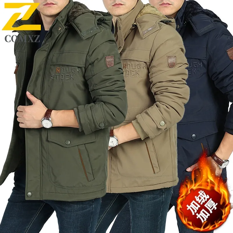 

COMXZ брендовая роскошная мужская хлопковая куртка, классическая американская модная ветрозащитная теплая парка с капюшоном, удобная легкая зимняя куртка для путешествий