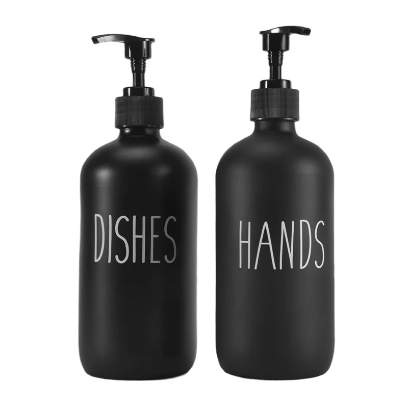 

A68P-Soap Dispenser Set 2 Pack,Contains Dish Soap Dispenser And 16 Oz Glass Soap Dispenser With Pump