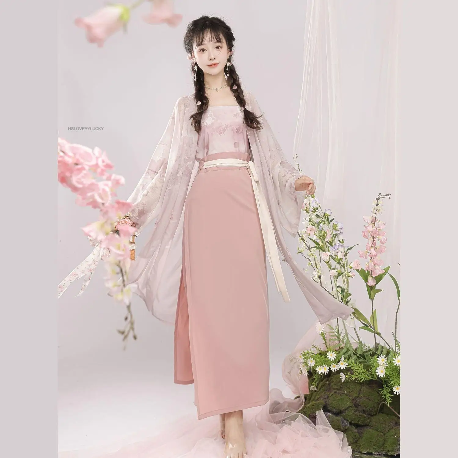 Hanfu estilo chinês da antiga dinastia de canções para mulheres, novo conjunto de três peças, gracioso, elegante, retrô, diário, feminino, outono