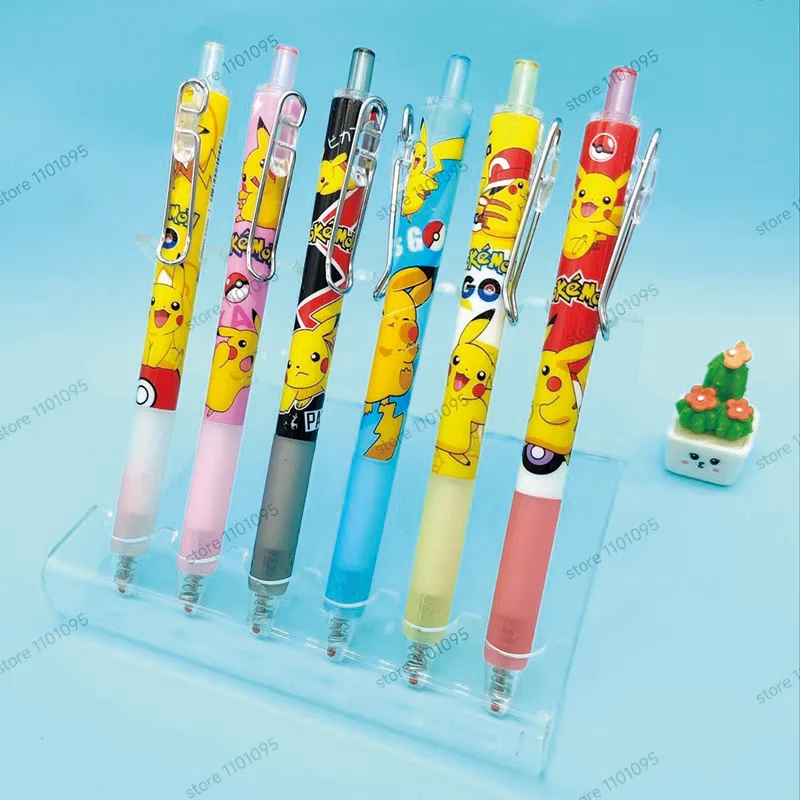 6 pcs/bag Cartoon  Pokemon Gel Pens For Writing Cute 0.5mm Black ink Signature Pen School Office Supplies Kids Stationery Gift