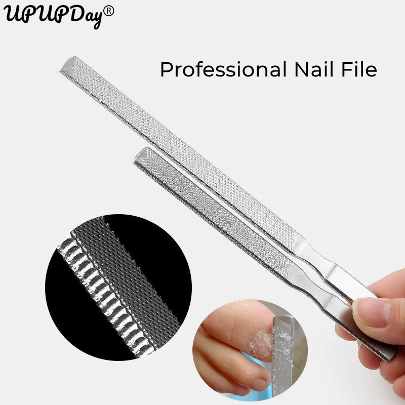 Professional Nail File for Thick Hard Bad Nails Polishing Stainless Steel Nailfile Wide Sanding Manicure Hand Foot Care Tools