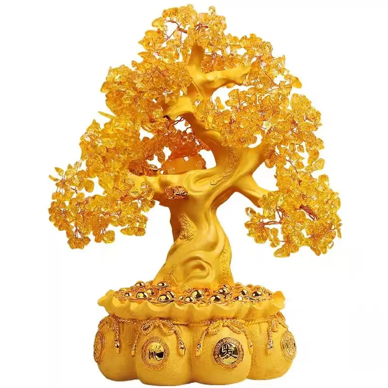 Lucky citrine fortune tree, office living room wine cabinet, decorations, ornaments make a fortune from generation to generation