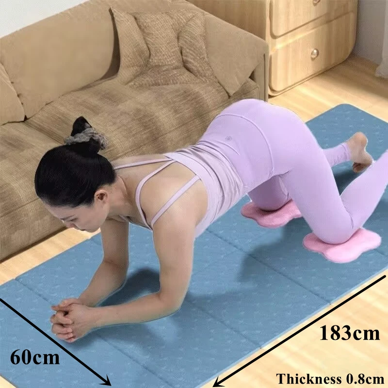 

183*60*0.8CM Fitness Two Sided Anti-skid Foldable Double Tpe Dance Skipping Rope Fitness Yoga Mat Widened Thickened Non-slip