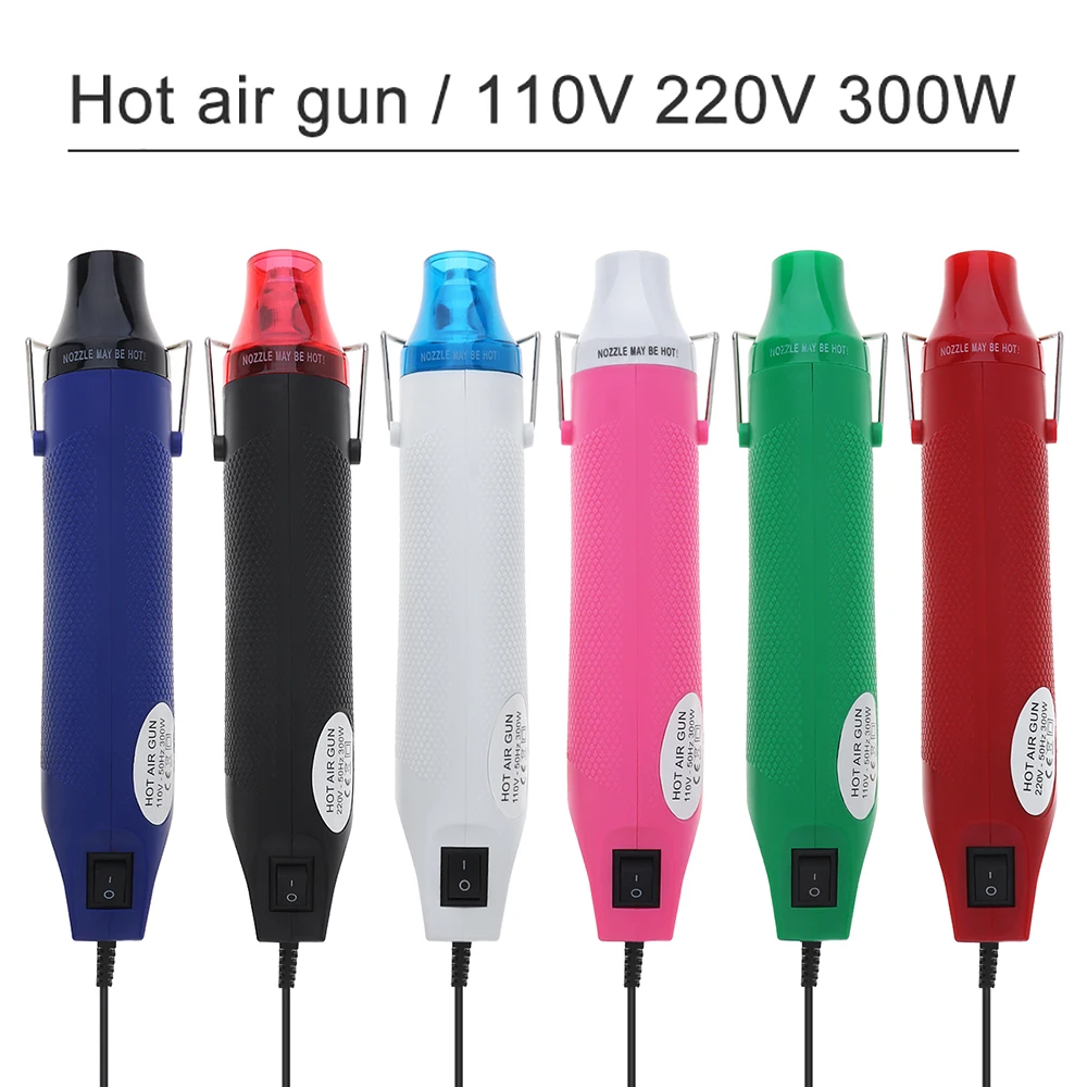 Pistola de ar Quente Elétrica 110v220v 300w Secador Quente Mini Pistola de Calor Faça Você Mesmo com Plugue ue Eua para Tubulação Retrátil Envoltório de Carro