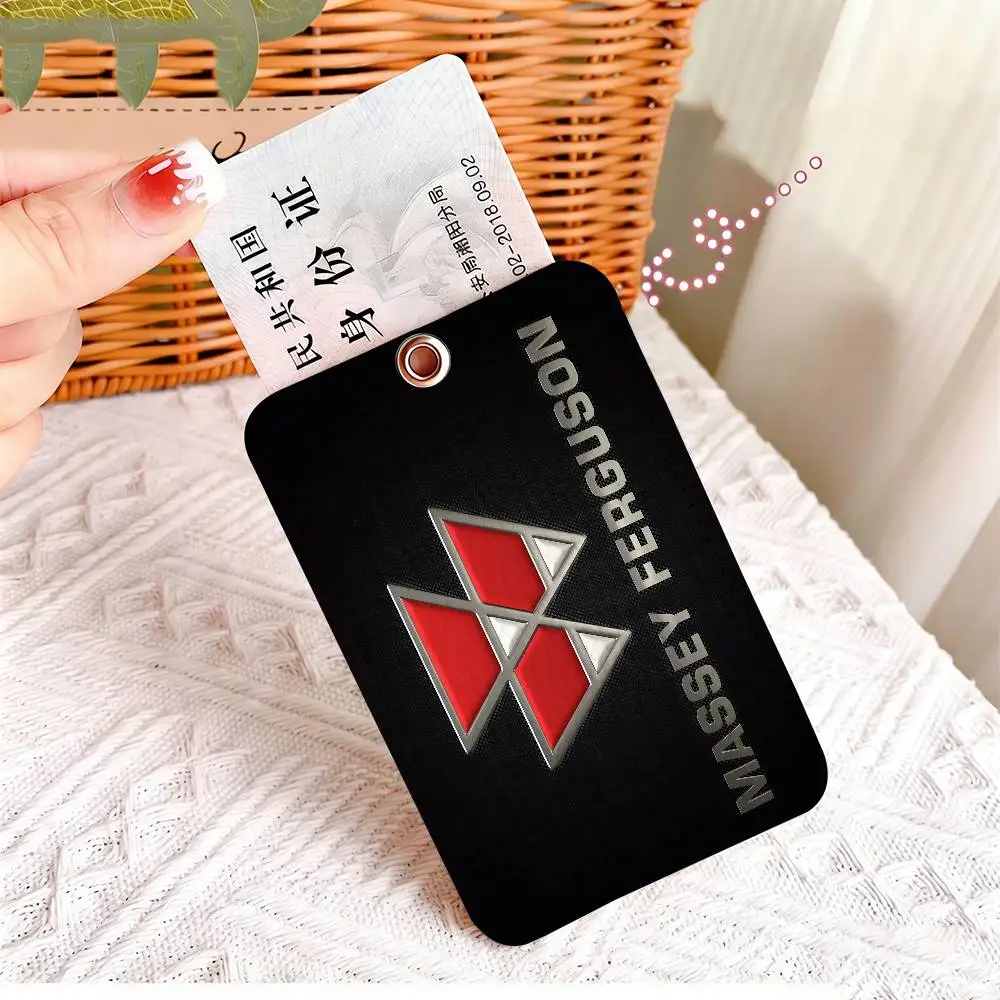 M-Massey F-Ferguson Rectangle Keychain Card Holder, Badge Credit Card Holder, Student ID Card Holder, Bus Cards Cover
