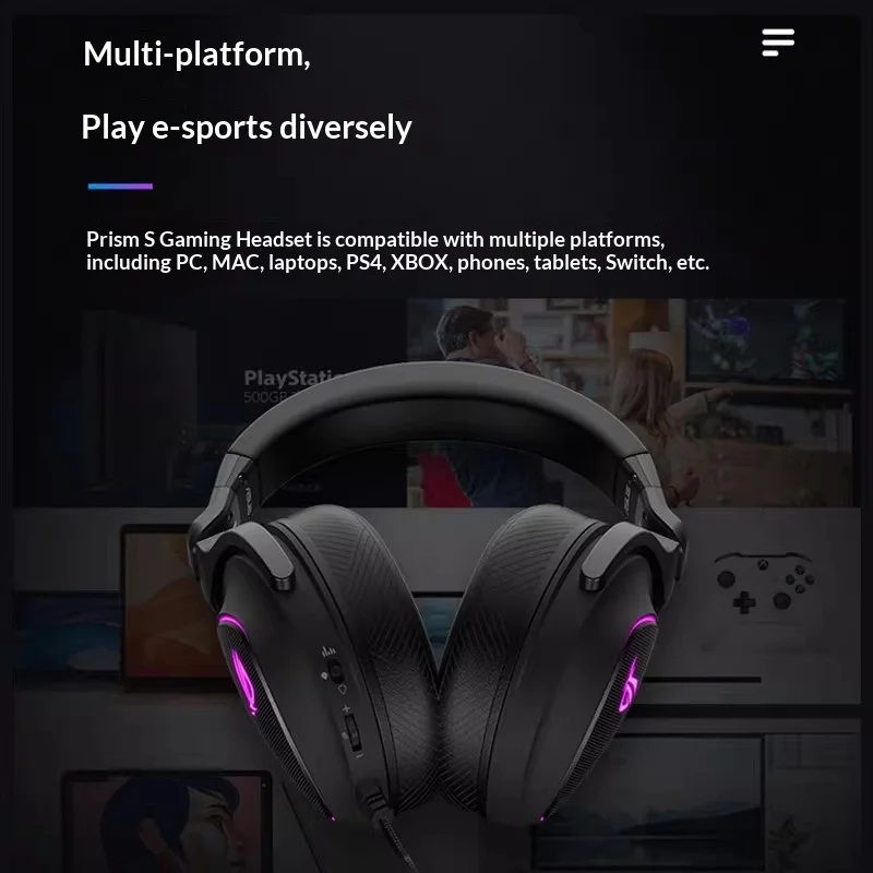 ROG Prism Lightweight Over-Ear Gaming Earphones 7.1 Channel Gaming Headset RGB Lighting Aura Sync Prism 2 Gaming Headphone Gifts view 5