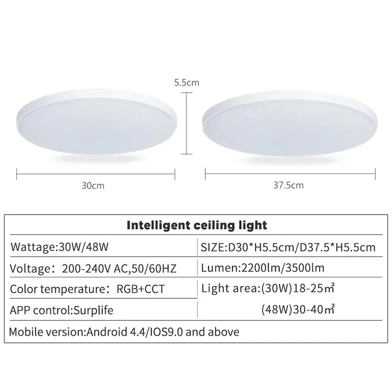 Smart Modern Ceiling Lamps 220V 30W 48W RGB CCT Smart Home Led Lights WIFI APP Voice Control with Alexa Google Yandex