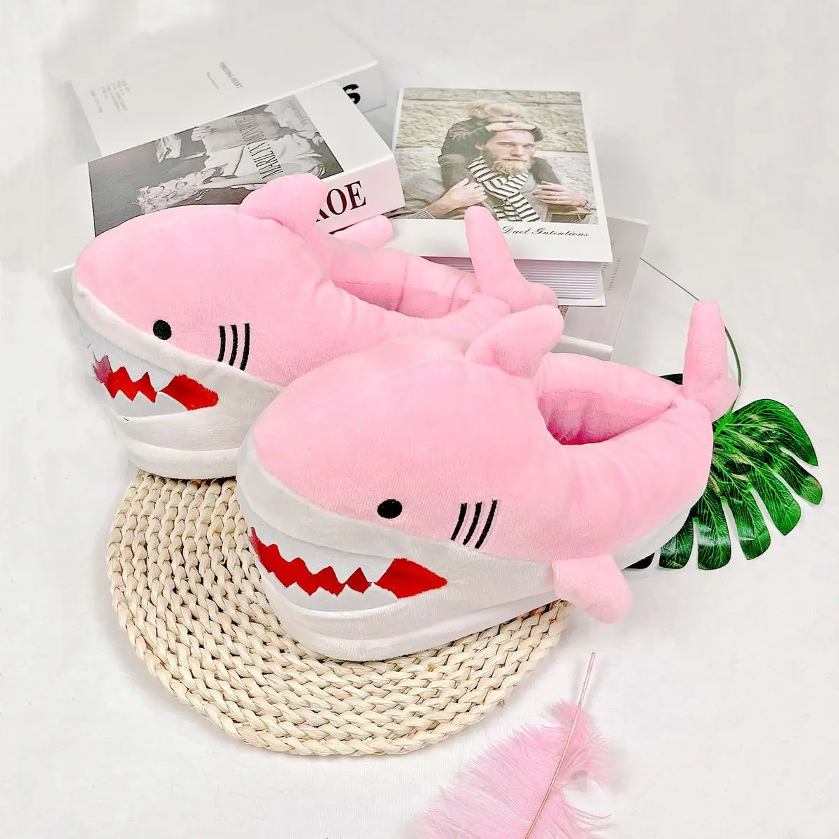 Cute Shark Home Slipper for Womens Winter Autumn Plush Fur Warm Shoes Bedroom Family Slipper Cartoon Indoor Slippers Cotton Fur