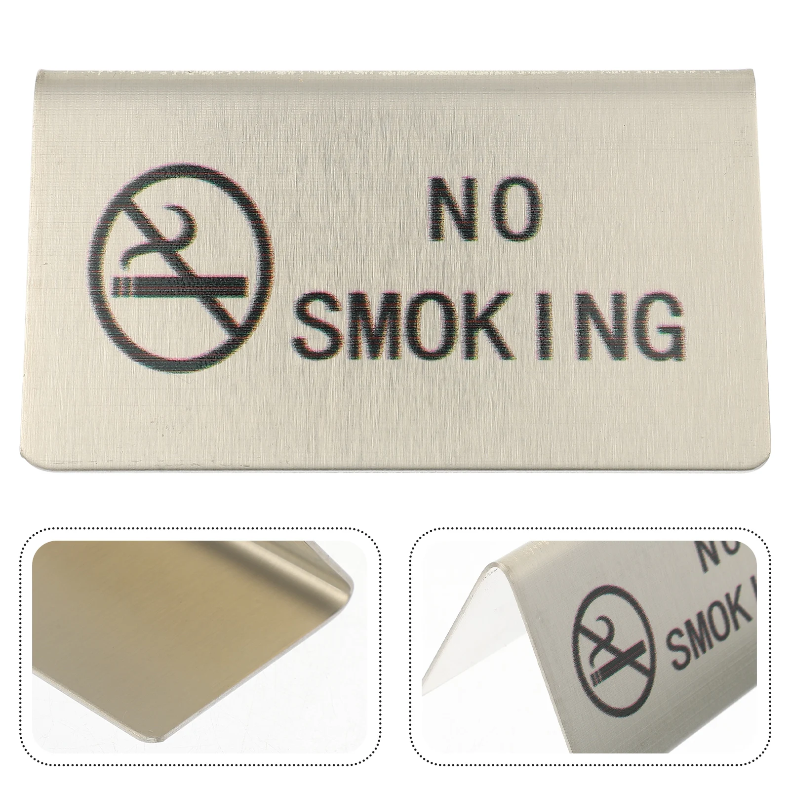 Stainless Steel No Smoking Sign Board Indoor Table Desk Indicator Stackable Space Saving Easy Clean Public Place