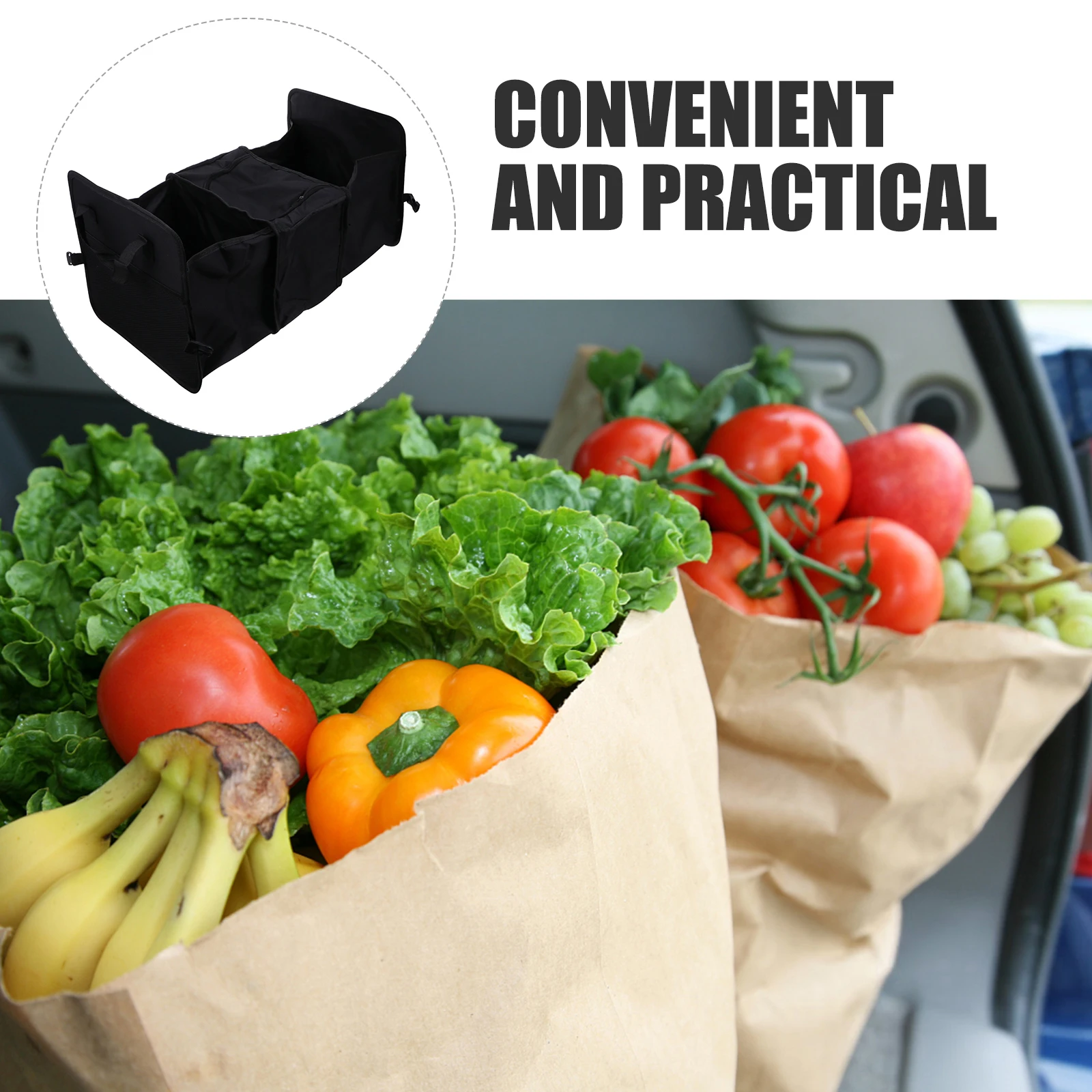 

Insulation Storage Trunk Organizer Collapsible Black Waterproof Dustproof Oxford Container Travel Hiking Food Tool