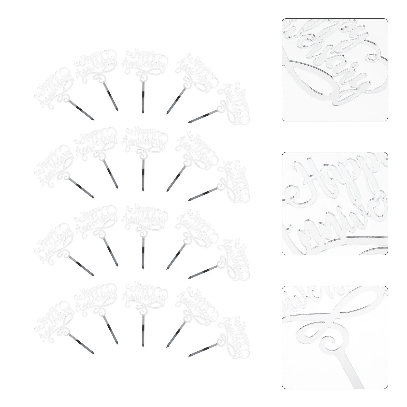 

25 Pcs Acrylic Cake Card Insert Valentine's Day Topper Birthday Wedding Party Decoration Dessert Weeding Baking