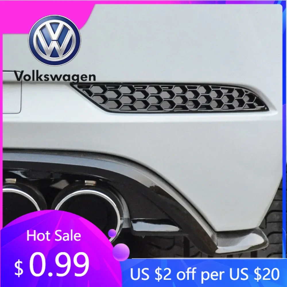 

2026 Hot For Volkswagen VW Glossy Black Rear Bumper Reflector Honeycomb Double-Sided Tape Mounting For Volkswagen Golf 6/7/7.5/8