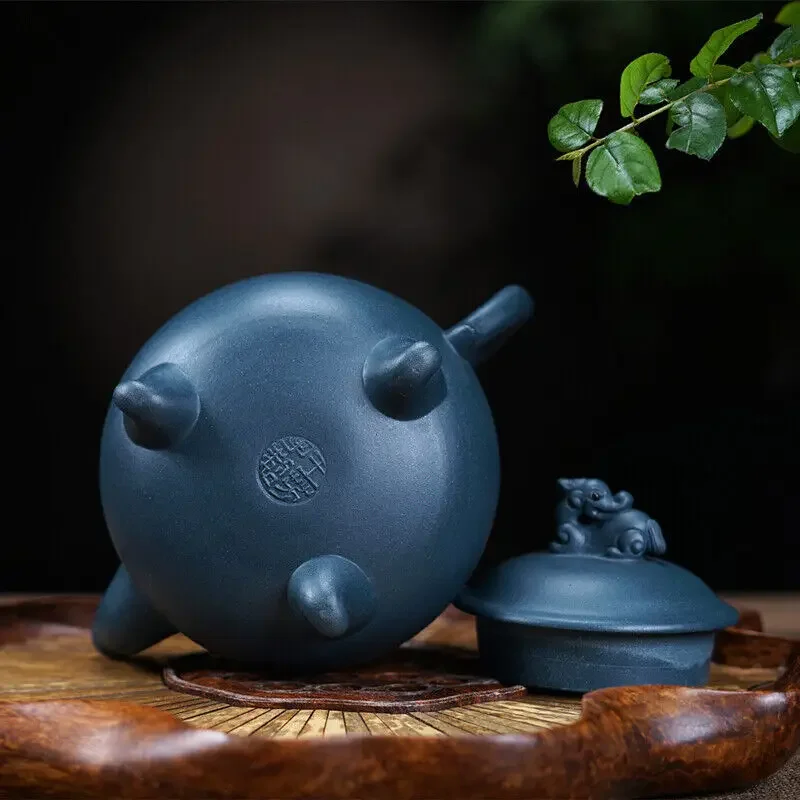 Handmade Tea Pot With Feet Marked Real Yixing Zisha Republic Green Clay Pot New