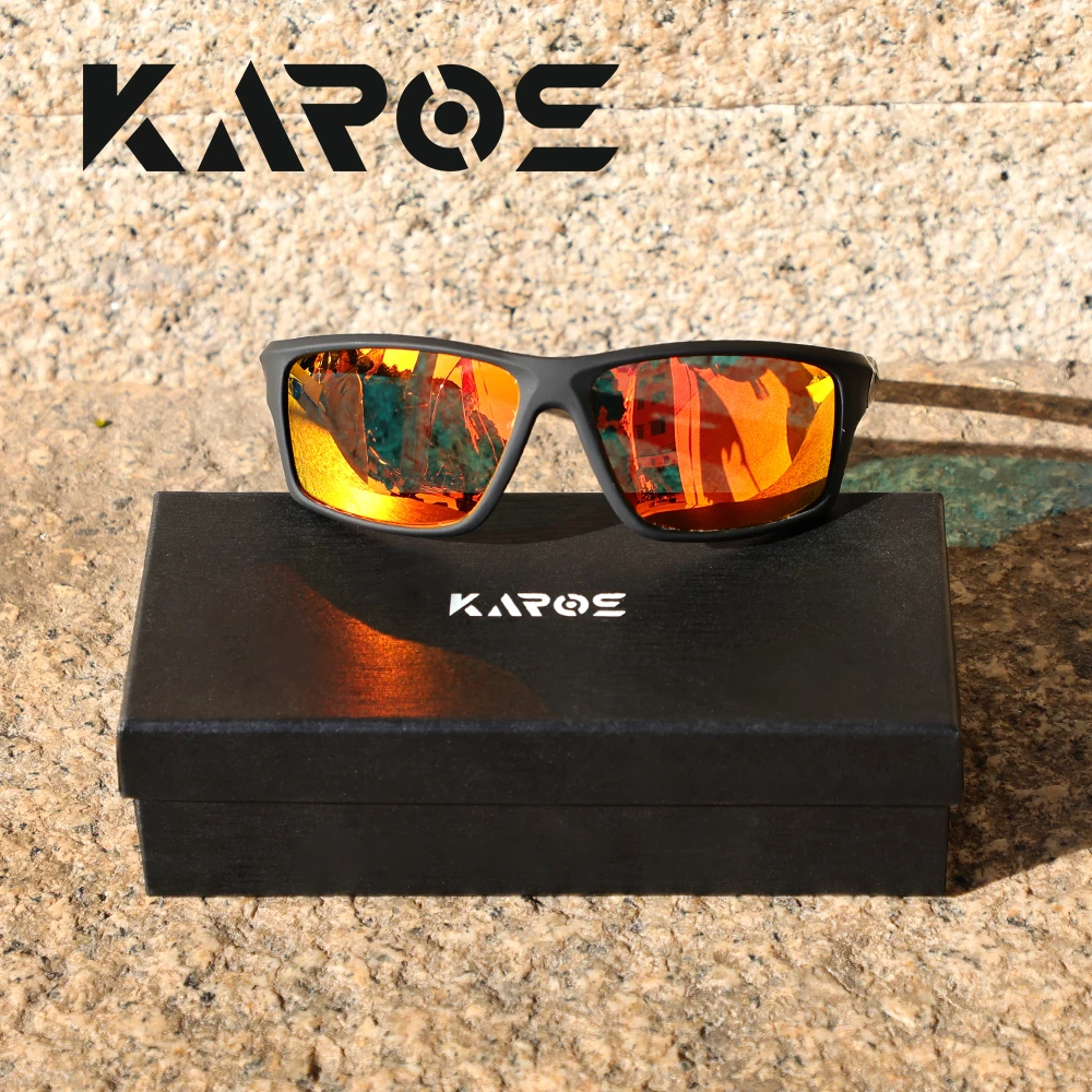 

KAROS Fashion Sports Polarized Sunglasses Mens Dazzle Color Film Series Glasses for Riding Cycling Outdoor Activities With Box