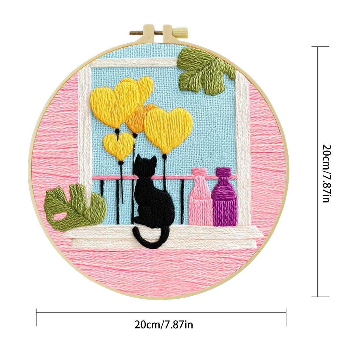 1 Stück 20X20CM/15X15CM 7,87/6,3 Zoll Katzen-Stickerei-Starter-Kit DIY-Kit DIY-Stickerei-Set Handarbeiten Nadelkunst Malerei – Detail 4