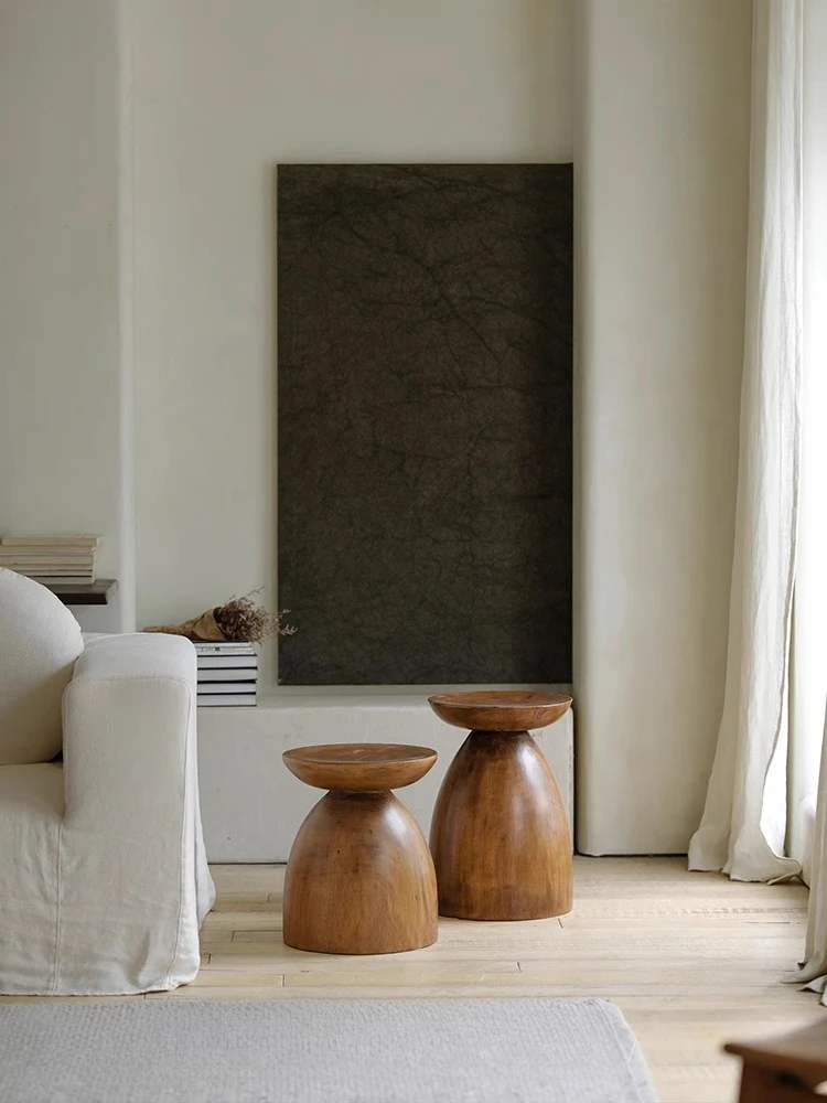 

Round solid wood pier, sofa edge, bedside corner, creative homestay coffee table
