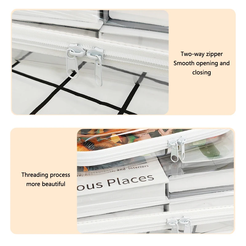 Transparent Zippered Hard Pouch Multifunctional Large Capcity Blocks Toy Storage Bin Makeup Storages Organizers