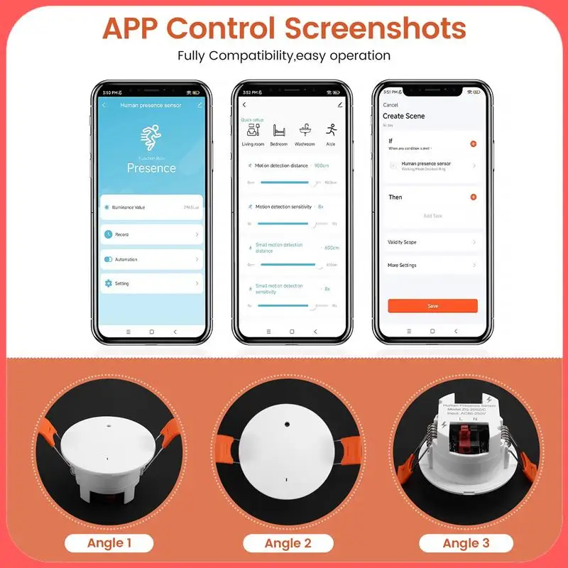 

X12A-Wifi-24G Умный датчик присутствия человека с точностью обнаружения яркости Tuya Интеллектуальный датчик микроможения человека